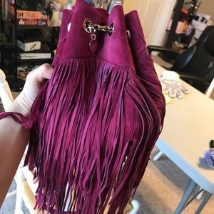 Roger Vivier Fringe Prismick Magenta Suede bag